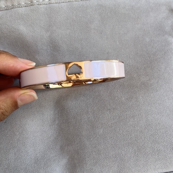 Kate Spade ♠️ RoseGold✨ Bridal Pink✨Hole Punch ✨Wide Enamel✨ Bangle Bracelet✨ - Picture 3 of 6